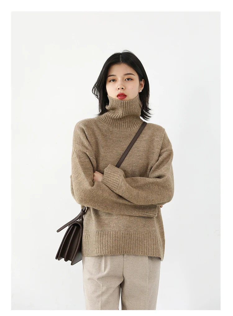 Women's Loose-Fit Turtleneck Knit Sweater