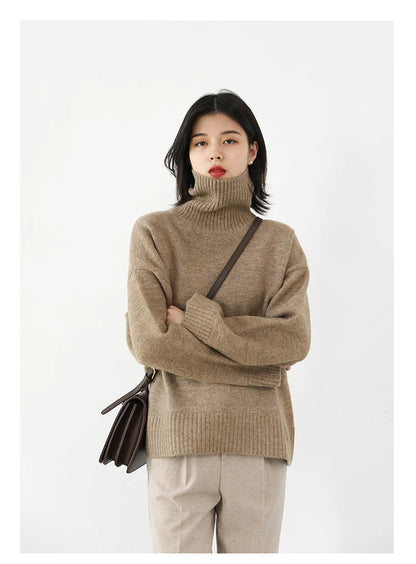 Women's Loose-Fit Turtleneck Knit Sweater