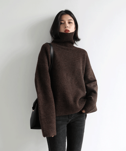 Women's Loose-Fit Turtleneck Knit Sweater