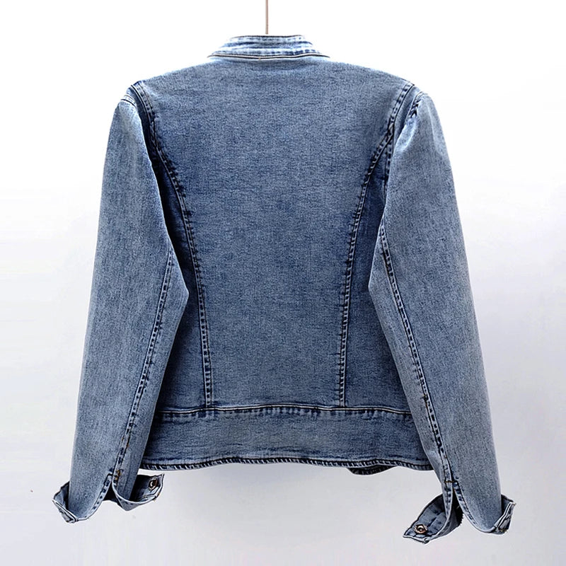 Embroidered Denim Bomber Jacket