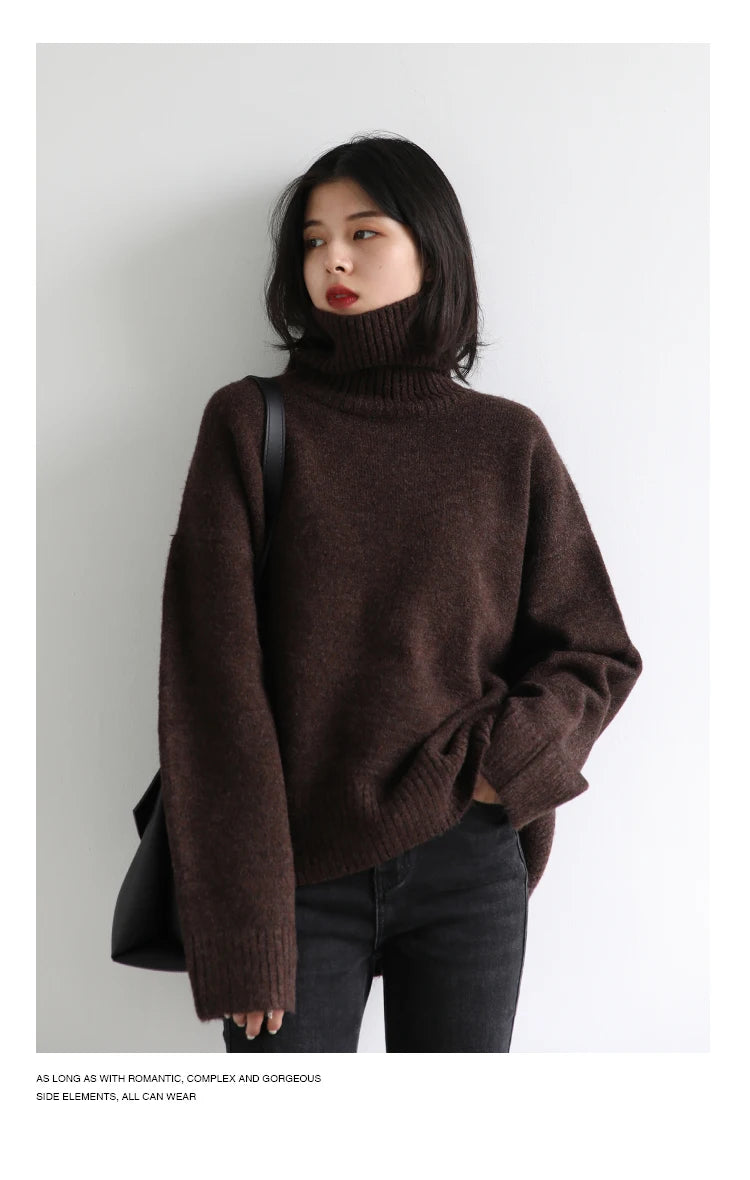Women's Loose-Fit Turtleneck Knit Sweater