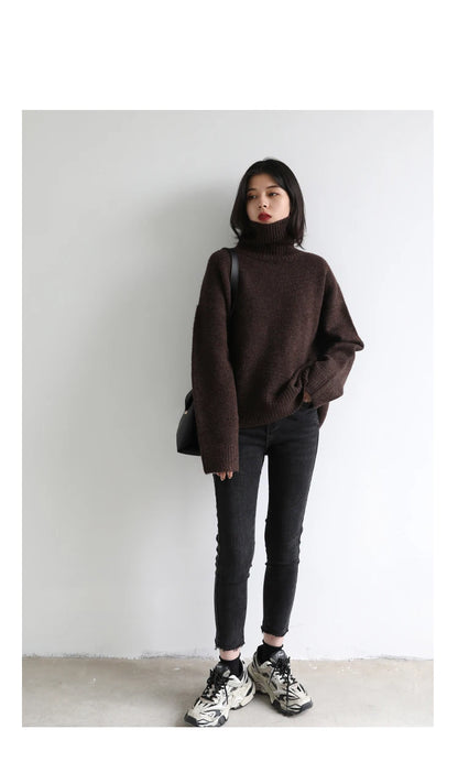 Women's Loose-Fit Turtleneck Knit Sweater