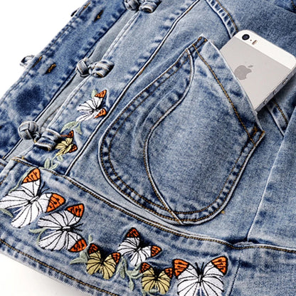Embroidered Denim Bomber Jacket
