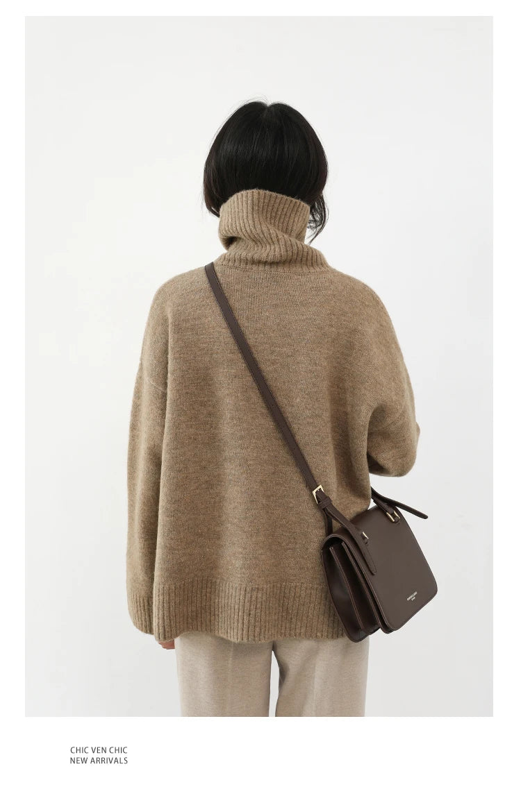Women's Loose-Fit Turtleneck Knit Sweater