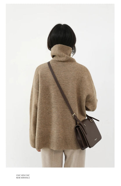 Women's Loose-Fit Turtleneck Knit Sweater