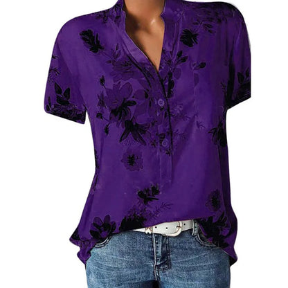 Floral V-Neck Summer Tee for Women