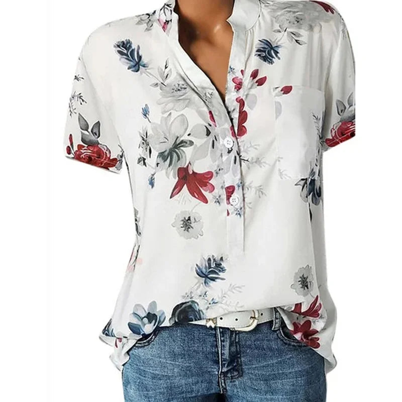 Floral V-Neck Summer Tee for Women