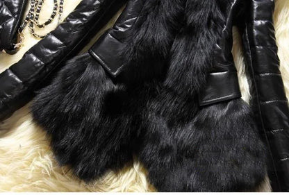 Faux Fur PU Leather Coat
