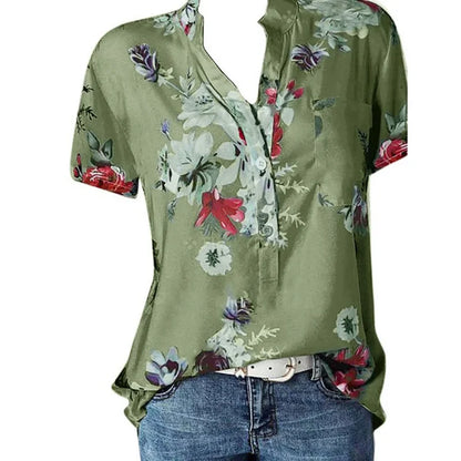 Floral V-Neck Summer Tee for Women
