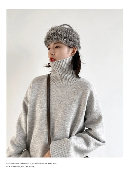 Women's Loose-Fit Turtleneck Knit Sweater