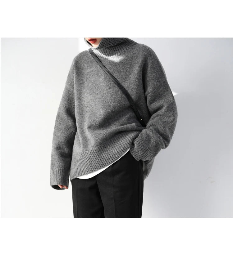 Women's Loose-Fit Turtleneck Knit Sweater