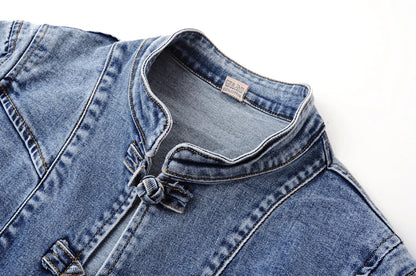 Embroidered Denim Bomber Jacket