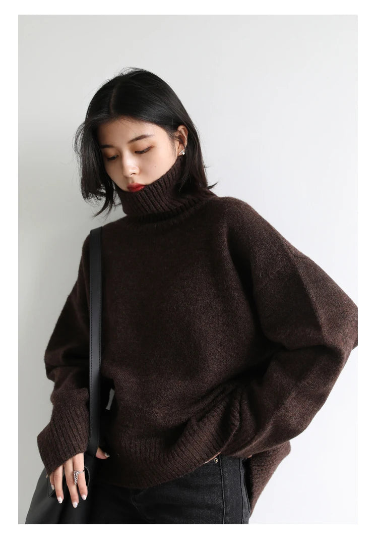 Women's Loose-Fit Turtleneck Knit Sweater