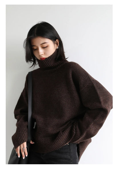 Women's Loose-Fit Turtleneck Knit Sweater