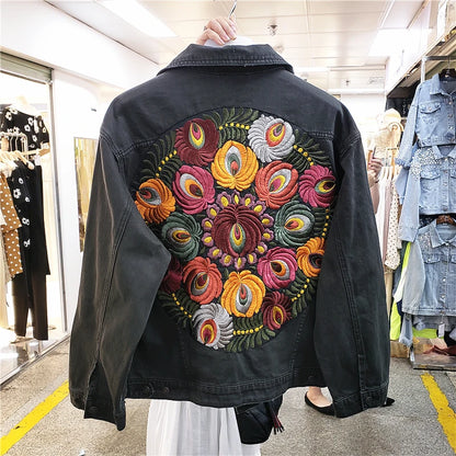 Boho Bloom Embroidered Denim Jacket