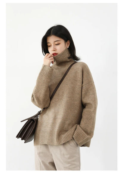 Women's Loose-Fit Turtleneck Knit Sweater