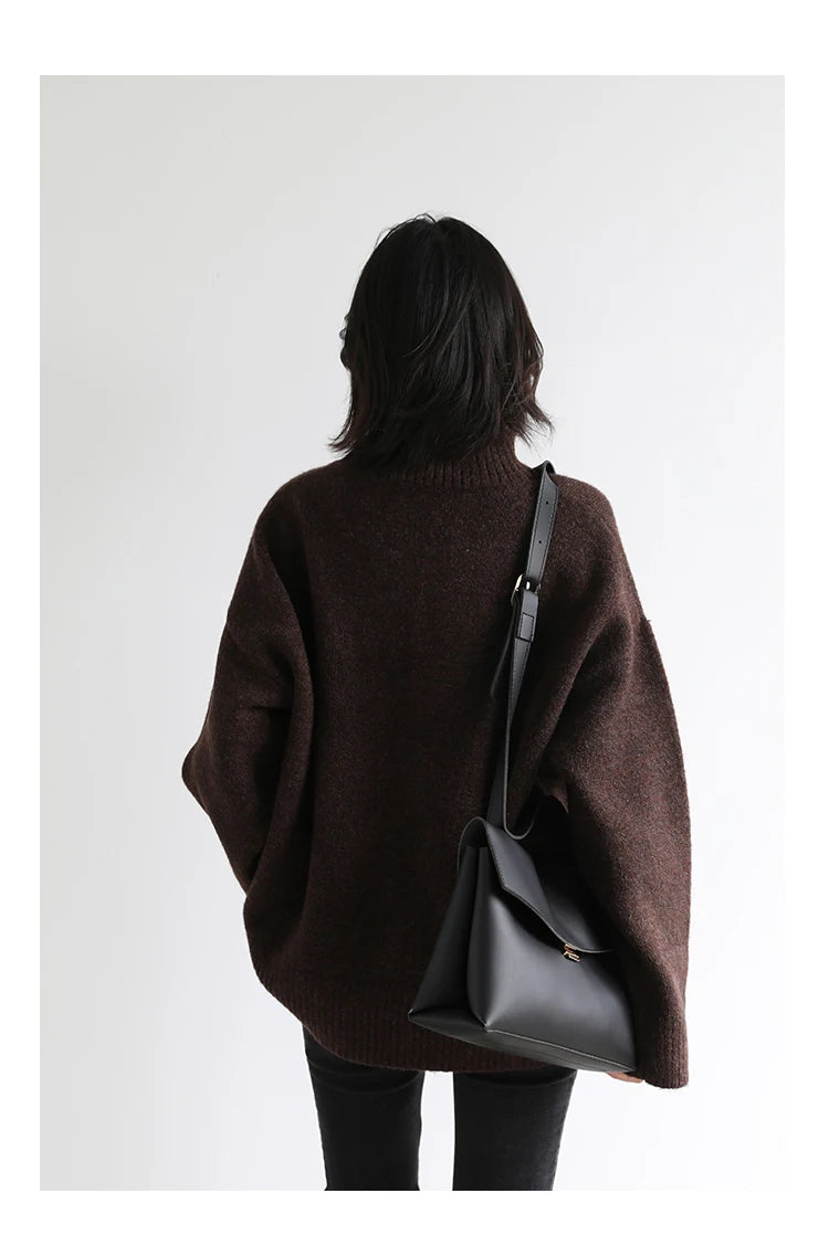Women's Loose-Fit Turtleneck Knit Sweater