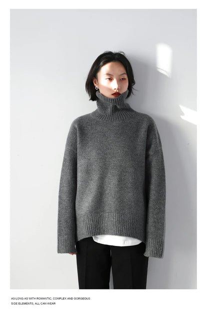 Women's Loose-Fit Turtleneck Knit Sweater