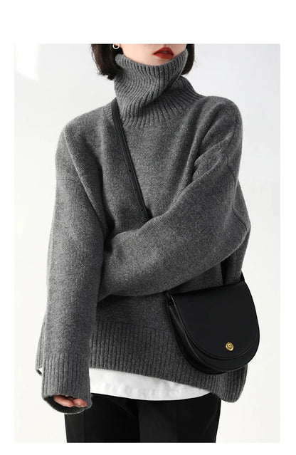 Women's Loose-Fit Turtleneck Knit Sweater