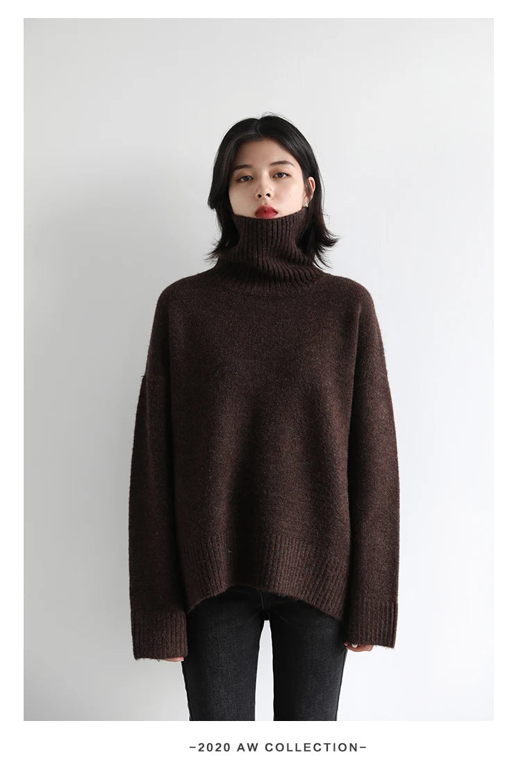 Women's Loose-Fit Turtleneck Knit Sweater