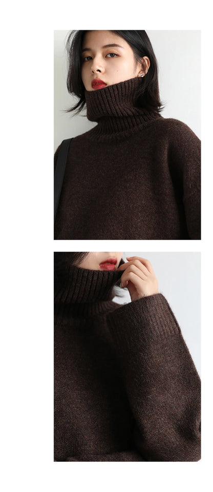 Women's Loose-Fit Turtleneck Knit Sweater