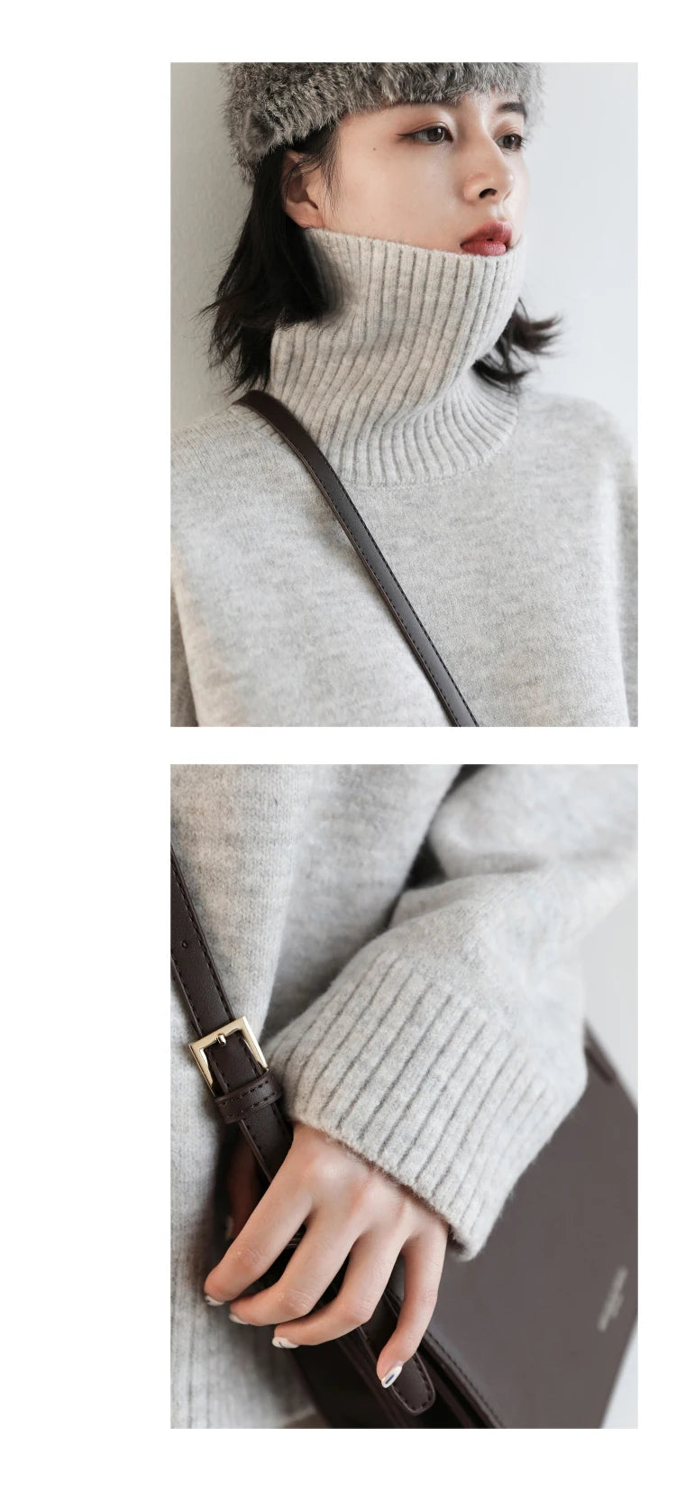 Women's Loose-Fit Turtleneck Knit Sweater