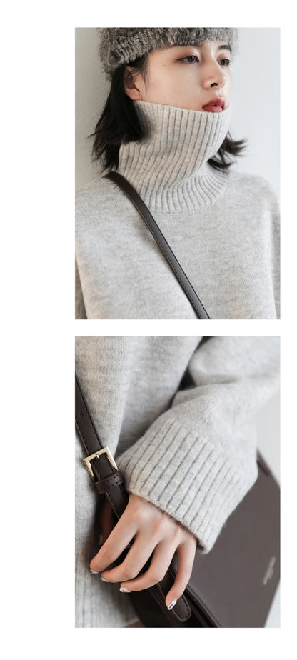 Women's Loose-Fit Turtleneck Knit Sweater