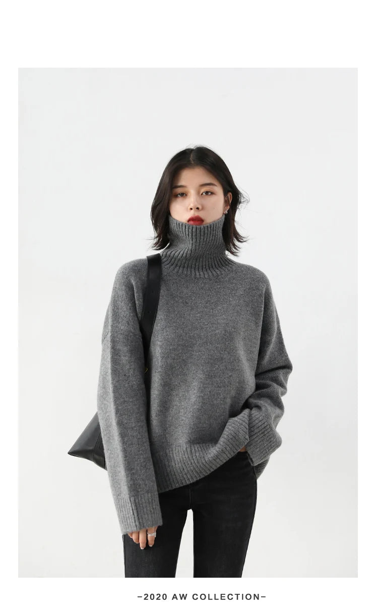 Women's Loose-Fit Turtleneck Knit Sweater