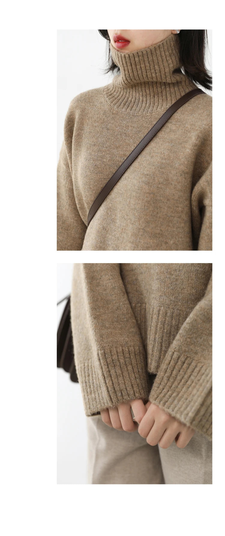 Women's Loose-Fit Turtleneck Knit Sweater