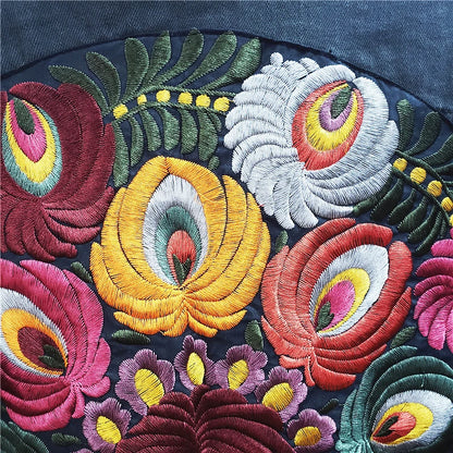 Boho Bloom Embroidered Denim Jacket