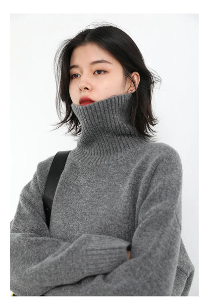 Women's Loose-Fit Turtleneck Knit Sweater