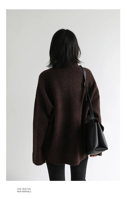 Women's Loose-Fit Turtleneck Knit Sweater