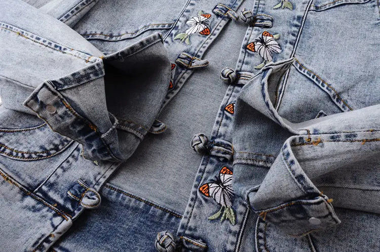 Embroidered Denim Bomber Jacket