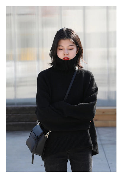 Women's Loose-Fit Turtleneck Knit Sweater