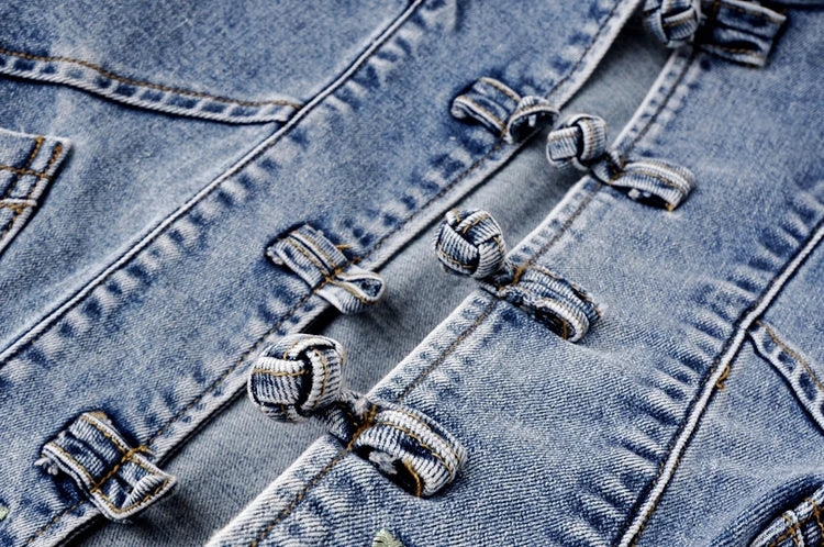 Embroidered Denim Bomber Jacket