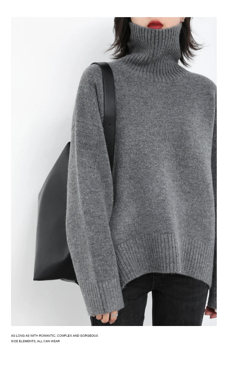 Women's Loose-Fit Turtleneck Knit Sweater
