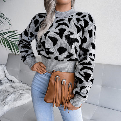Wild Weave Leopard Knit Pullover
