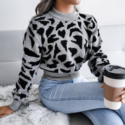 Wild Weave Leopard Knit Pullover