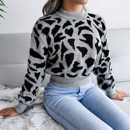 Wild Weave Leopard Knit Pullover