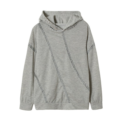 Winter Pop Hot Sequins Printed Loose Hoodie Woman