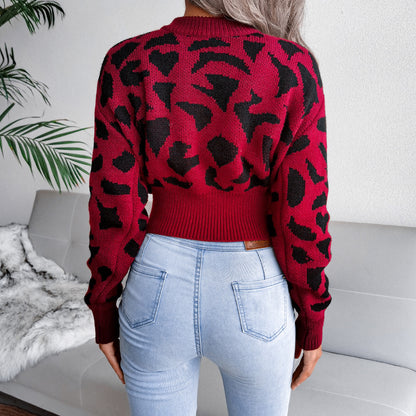 Wild Weave Leopard Knit Pullover
