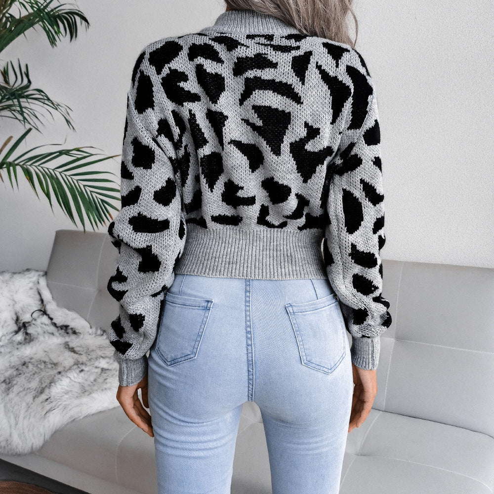 Wild Weave Leopard Knit Pullover