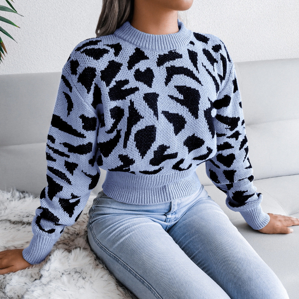 Wild Weave Leopard Knit Pullover