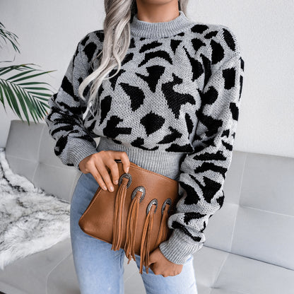 Wild Weave Leopard Knit Pullover