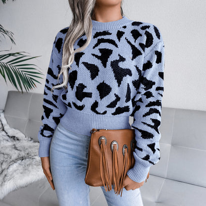 Wild Weave Leopard Knit Pullover