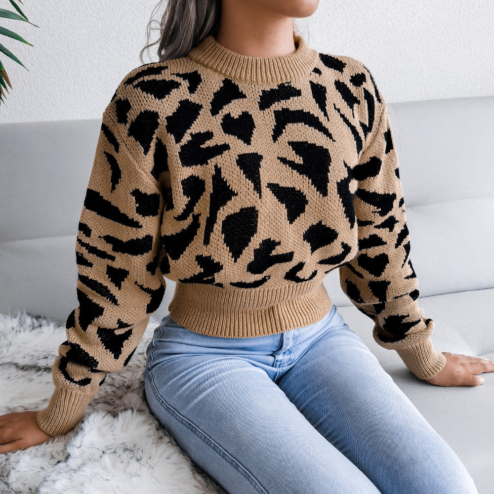 Wild Weave Leopard Knit Pullover