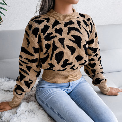 Wild Weave Leopard Knit Pullover