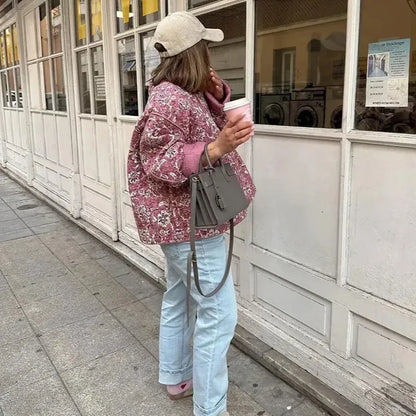 Floral Grace Crew Neck Cardigan