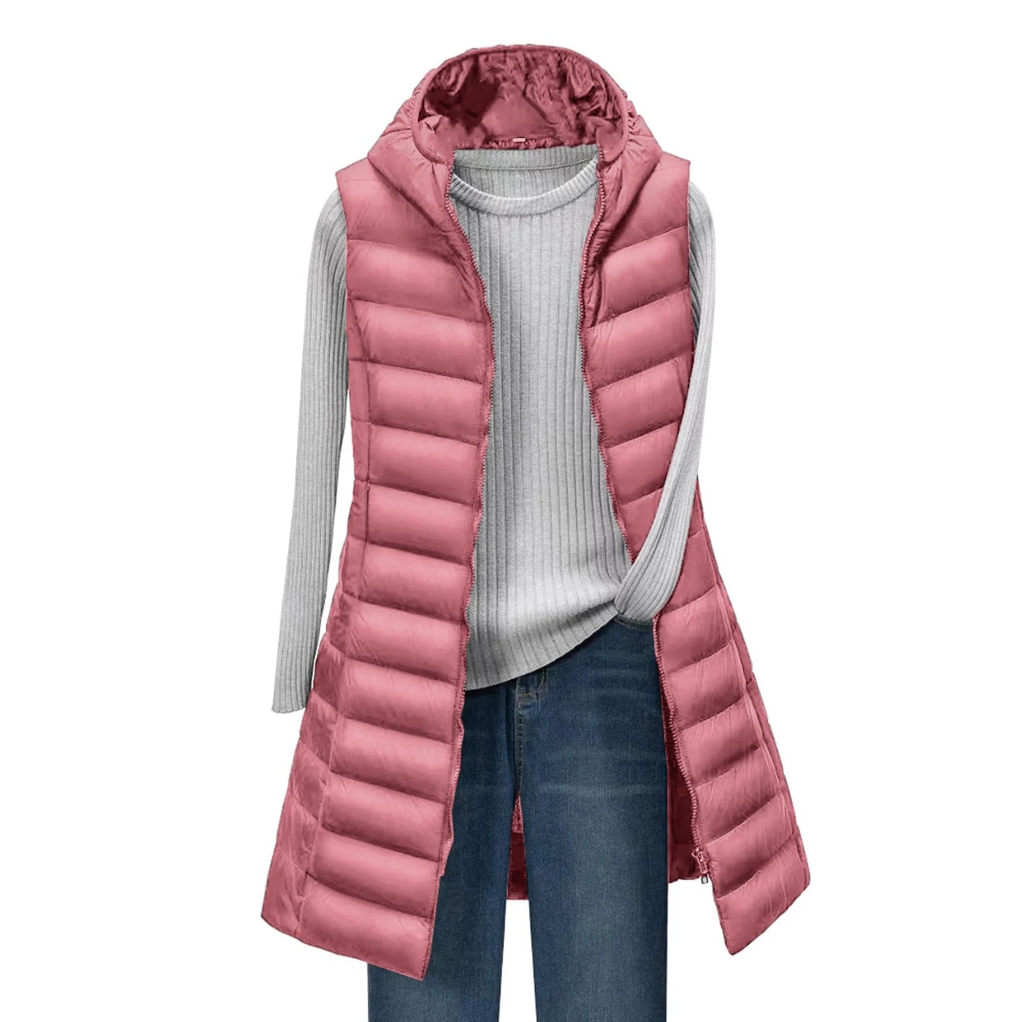 ThermaGlow Hooded Mid-Length Vest Coat
