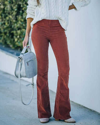 High-Waist Corduroy Flared Pants